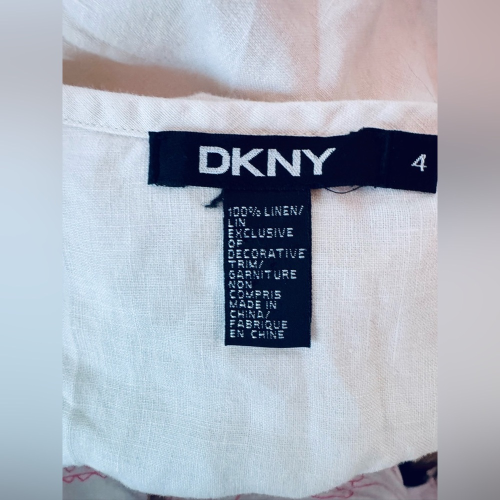 DKNY-skirt 100% linen, flower embroidered boho apron